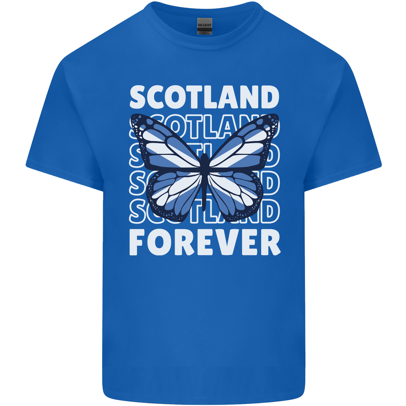 Scottish Butterfly Scotland Mens Cotton T-Shirt Tee Top Royal Blue