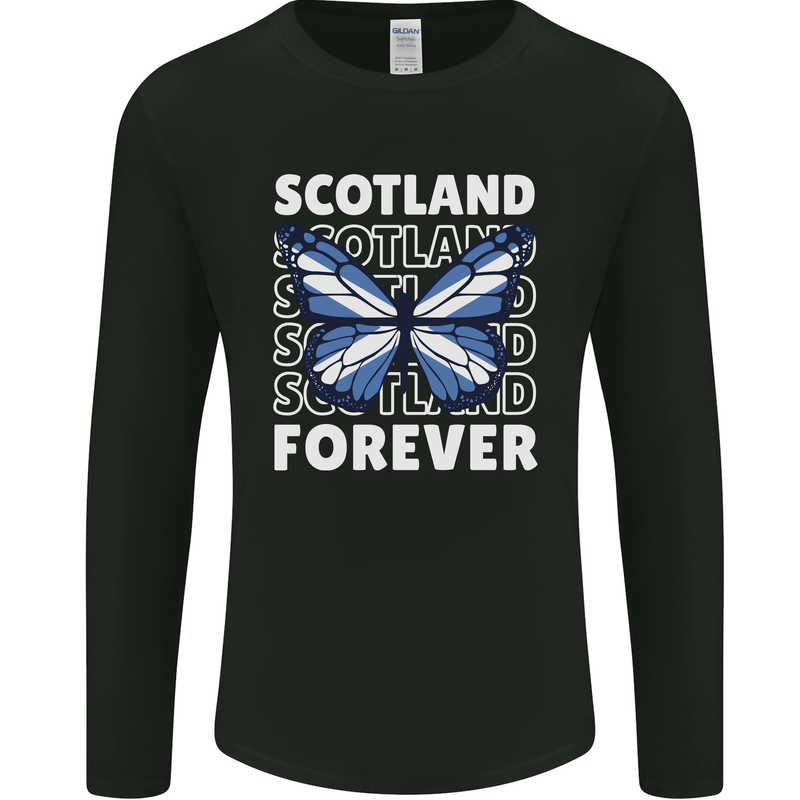 Scottish Butterfly Scotland Mens Long Sleeve T-Shirt Black