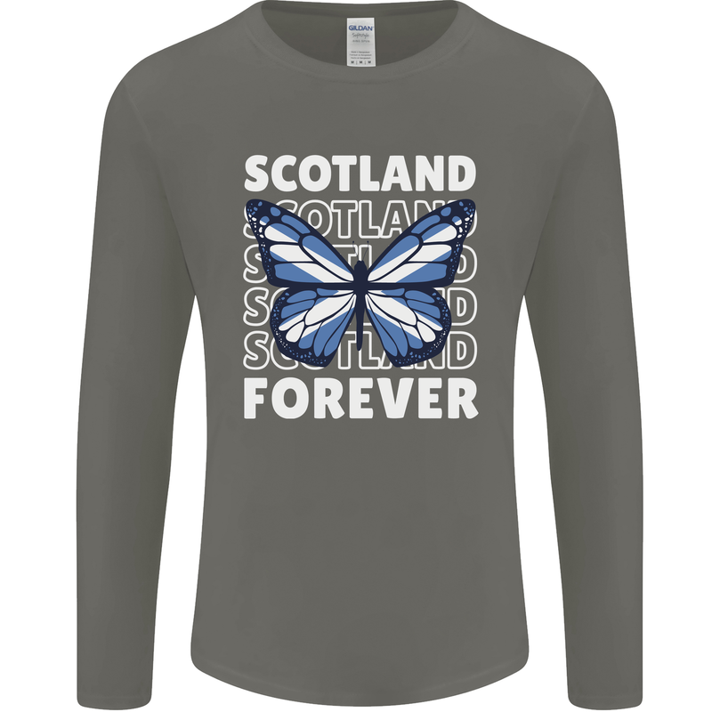 Scottish Butterfly Scotland Mens Long Sleeve T-Shirt Charcoal