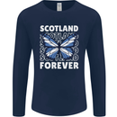 Scottish Butterfly Scotland Mens Long Sleeve T-Shirt Navy Blue