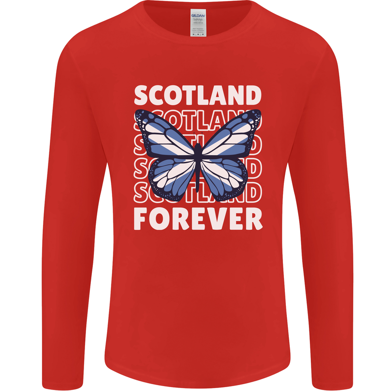 Scottish Butterfly Scotland Mens Long Sleeve T-Shirt Red