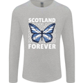 Scottish Butterfly Scotland Mens Long Sleeve T-Shirt Sports Grey