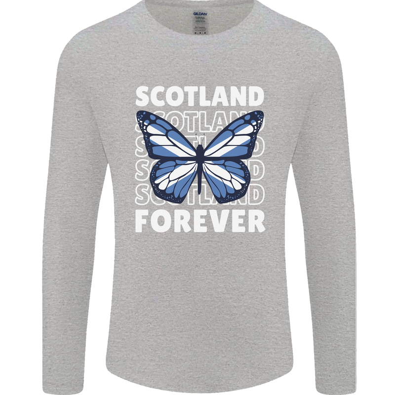 Scottish Butterfly Scotland Mens Long Sleeve T-Shirt Sports Grey