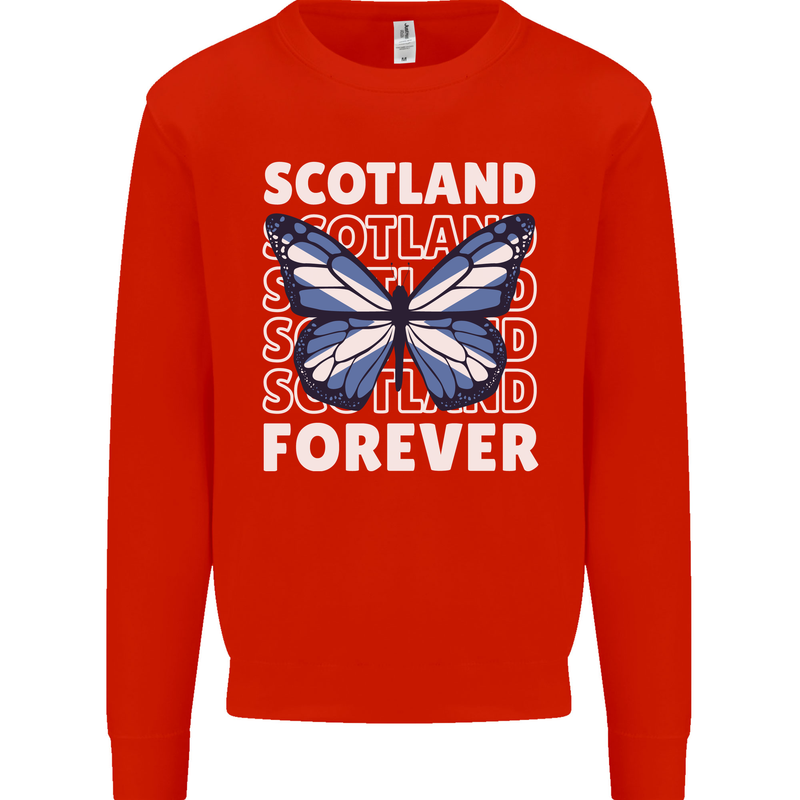 Scottish Butterfly Scotland Mens Sweatshirt Jumper Bright Red