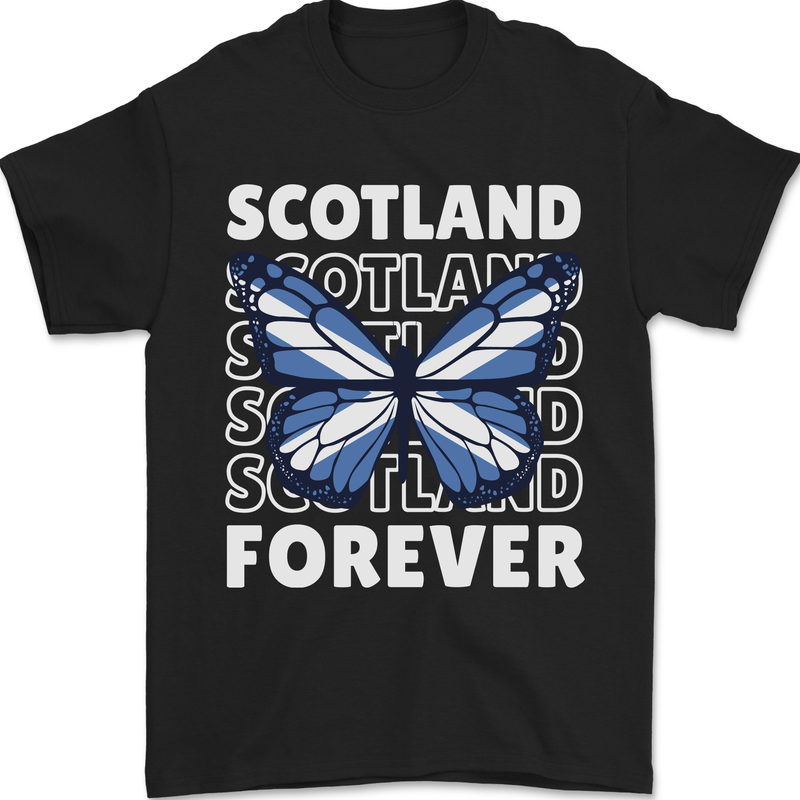 Scottish Butterfly Scotland Mens T-Shirt 100% Cotton Black