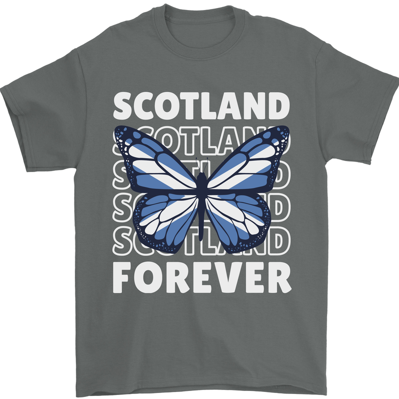 Scottish Butterfly Scotland Mens T-Shirt 100% Cotton Charcoal