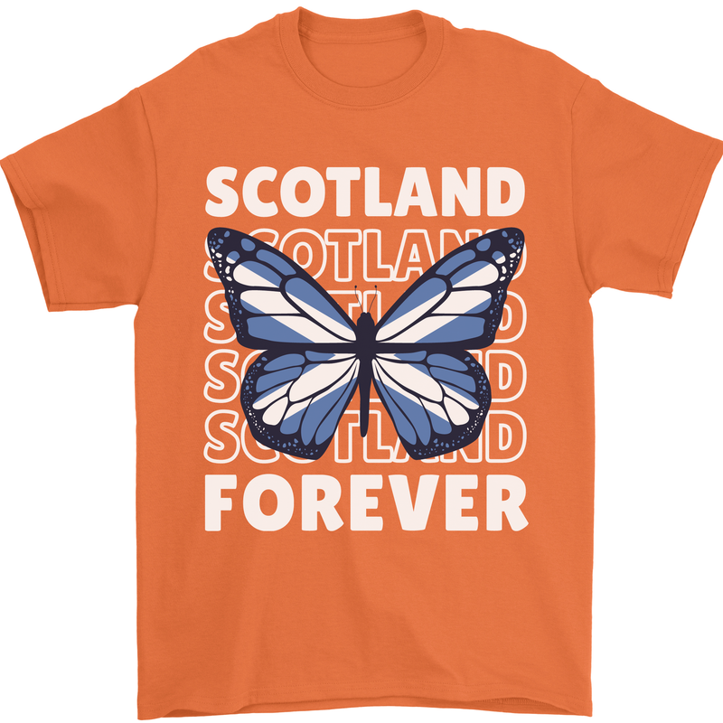 Scottish Butterfly Scotland Mens T-Shirt 100% Cotton Orange
