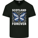 Scottish Butterfly Scotland Mens V-Neck Cotton T-Shirt Black