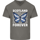 Scottish Butterfly Scotland Mens V-Neck Cotton T-Shirt Charcoal
