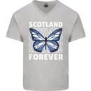 Scottish Butterfly Scotland Mens V-Neck Cotton T-Shirt Sports Grey