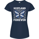 Scottish Butterfly Scotland Womens Petite Cut T-Shirt Navy Blue