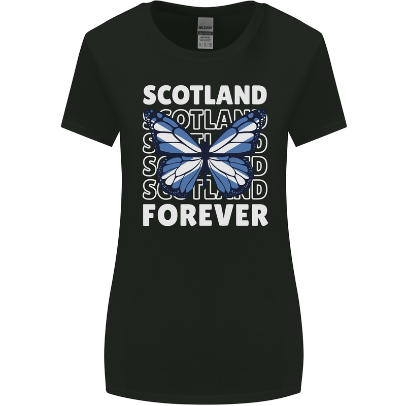 Scottish Butterfly Scotland Womens Wider Cut T-Shirt Black