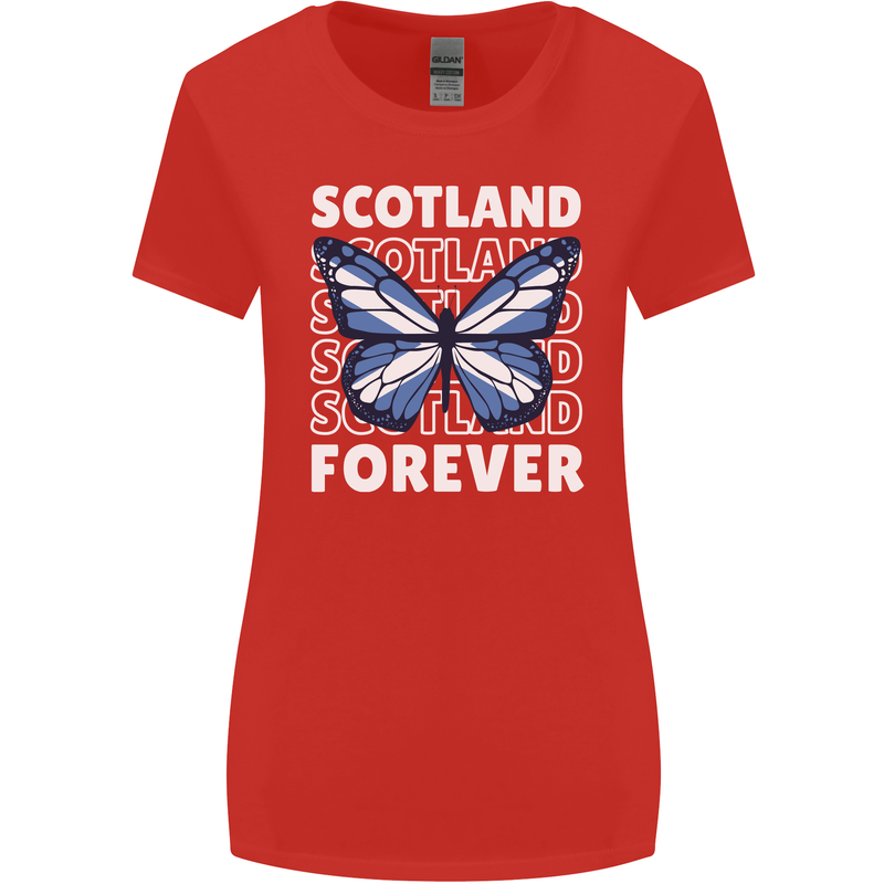 Scottish Butterfly Scotland Womens Wider Cut T-Shirt Red