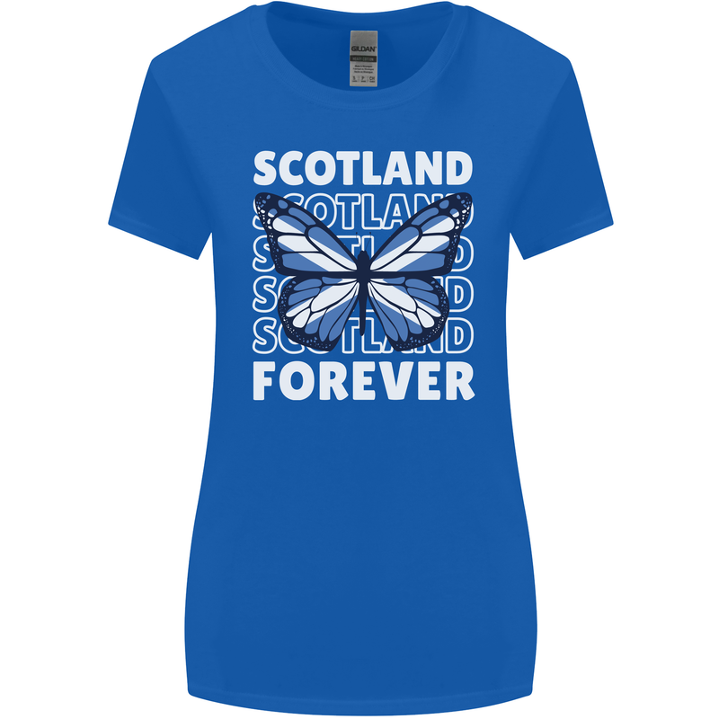 Scottish Butterfly Scotland Womens Wider Cut T-Shirt Royal Blue