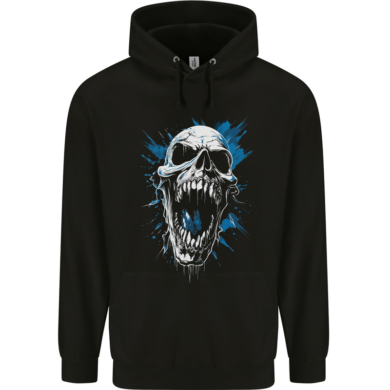 Screaming Skull Goth Horror Gothic Heavy Metal Childrens Kids Hoodie Black