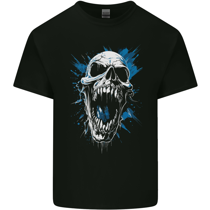 Screaming Skull Goth Horror Gothic Heavy Metal Kids T-Shirt Childrens Black
