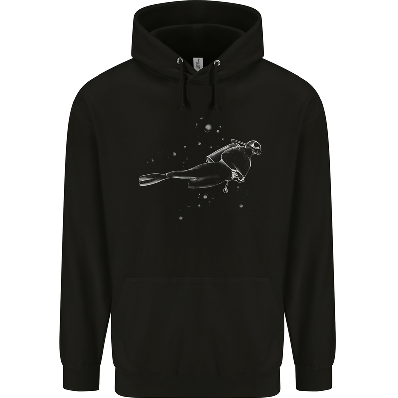 Scuba Diver Bubbles Diving Dive Childrens Kids Hoodie Black