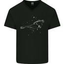Scuba Diver Bubbles Diving Dive Mens V-Neck Cotton T-Shirt Black