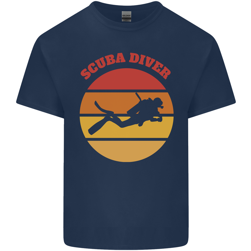 Scuba Diver Silhouette Kids T-Shirt Childrens Navy Blue