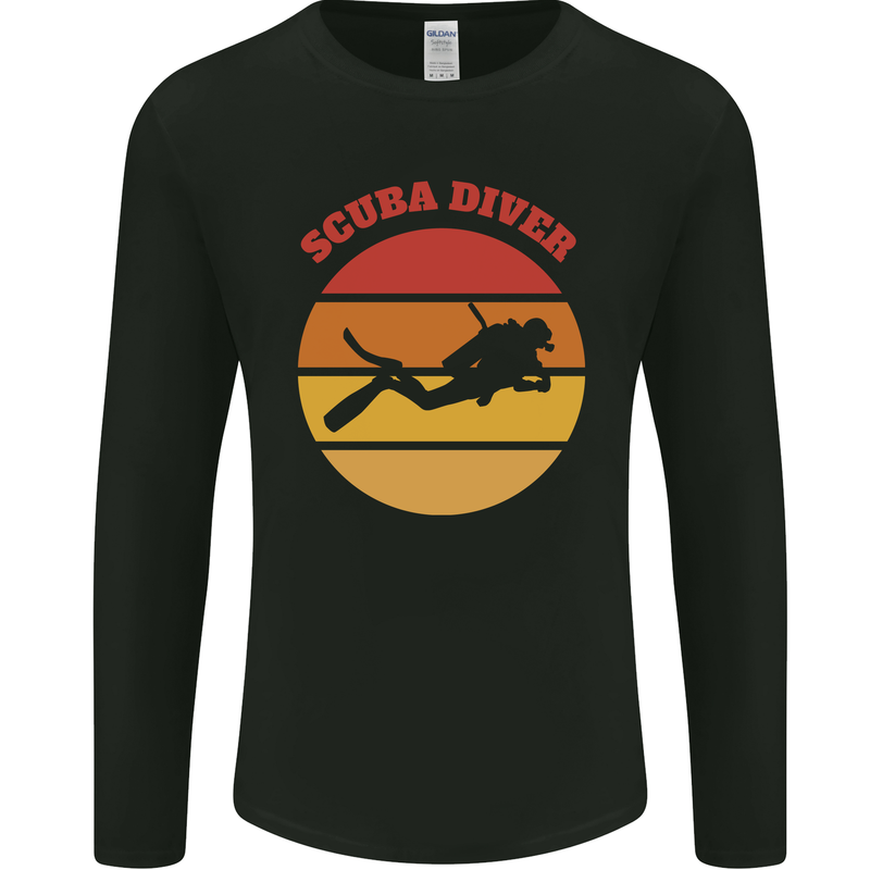 Scuba Diver Silhouette Mens Long Sleeve T-Shirt Black