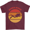 Scuba Diver Silhouette Mens T-Shirt 100% Cotton Maroon