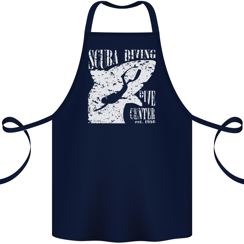 Scuba Diving Dive Center Diver Cotton Apron 100% Organic Navy Blue