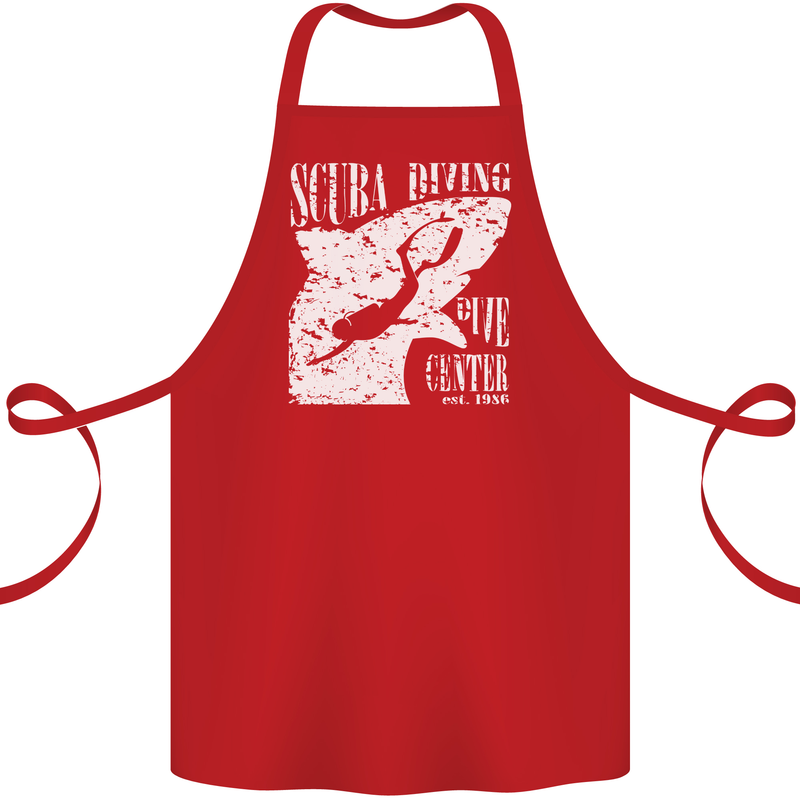 Scuba Diving Dive Center Diver Cotton Apron 100% Organic Red