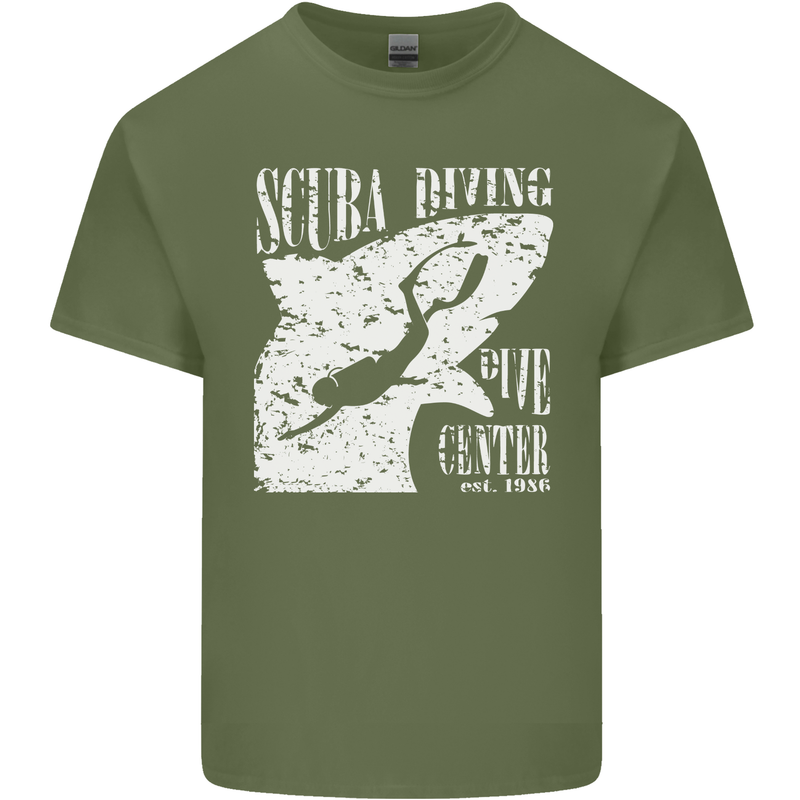 Scuba Diving Dive Center Diver Mens Cotton T-Shirt Tee Top Military Green