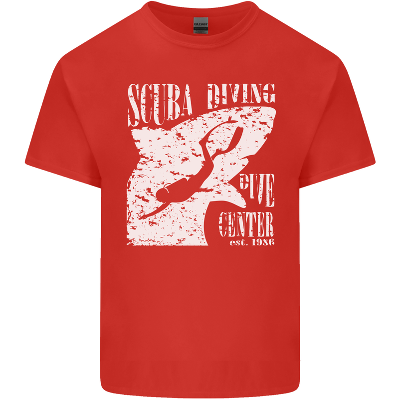 Scuba Diving Dive Center Diver Mens Cotton T-Shirt Tee Top Red