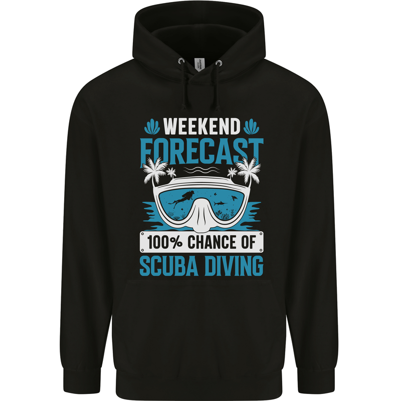 Scuba Diving Forecast Funny Diver Childrens Kids Hoodie Black