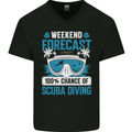 Scuba Diving Forecast Funny Diver Mens V-Neck Cotton T-Shirt Black