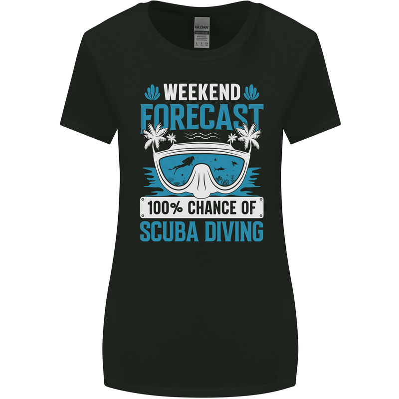 Scuba Diving Forecast Funny Diver Womens Wider Cut T-Shirt Black