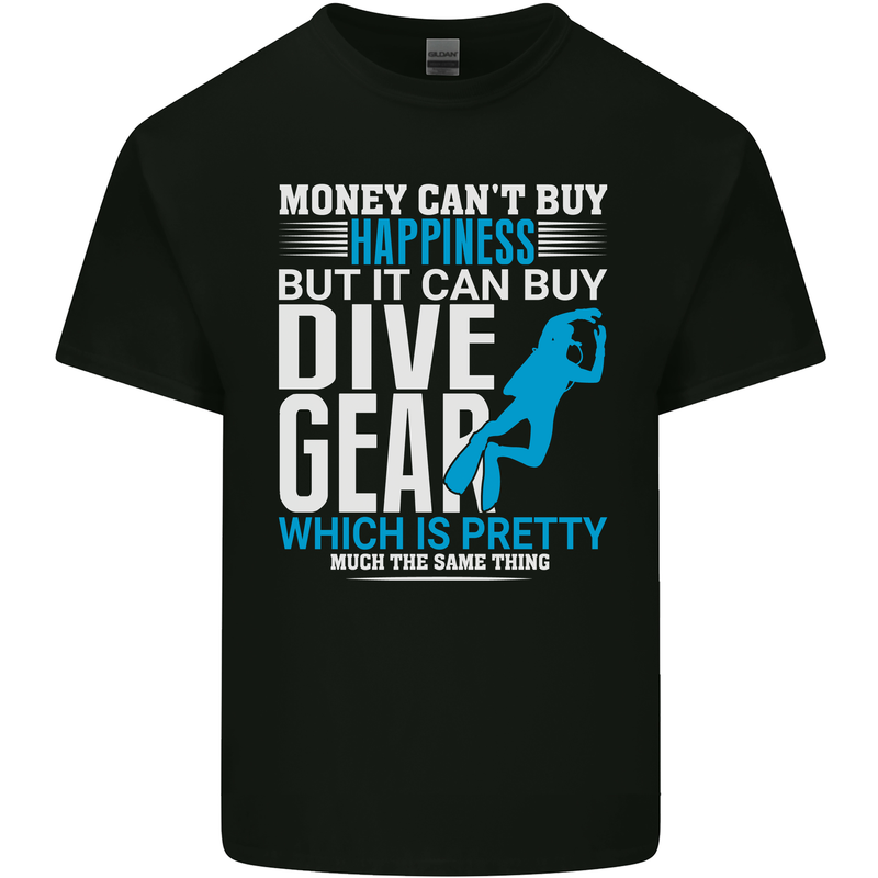 Scuba Diving Funny Happiness Dive Gear Diver Mens Cotton T-Shirt Tee Top Black