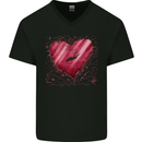 Scuba Diving Heart Ocean Diver Mens V-Neck Cotton T-Shirt Black