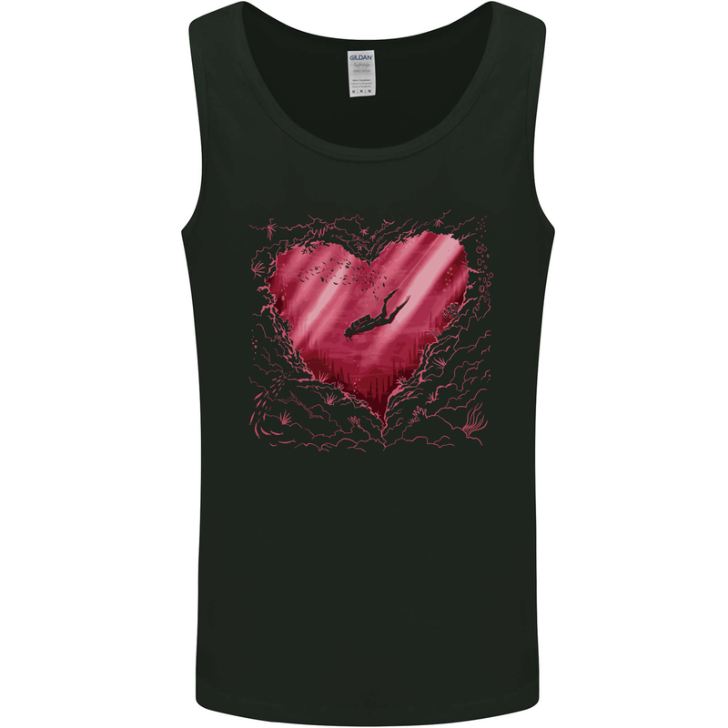 Scuba Diving Heart Ocean Diver Mens Vest Tank Top Black