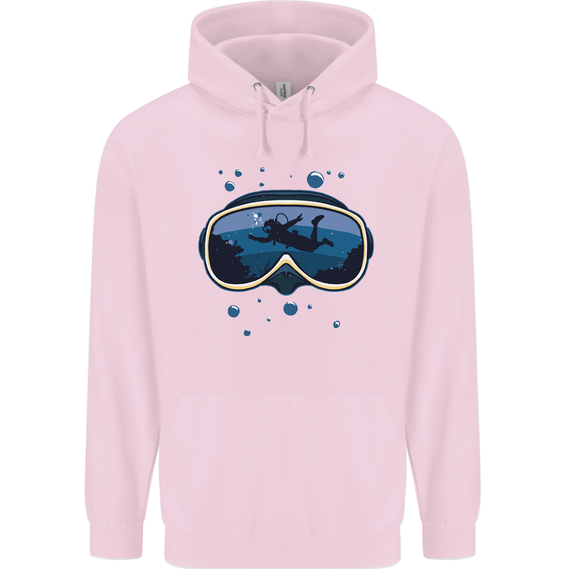 Scuba Diving Mask Diver Mens 80% Cotton Hoodie Light Pink