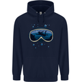 Scuba Diving Mask Diver Mens 80% Cotton Hoodie Navy Blue