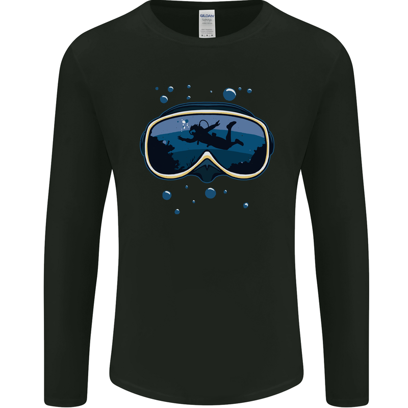 Scuba Diving Mask Diver Mens Long Sleeve T-Shirt Black