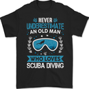 Scuba Diving Never Underestimate Old Man Funny Mens Gildan Cotton T-Shirt Black