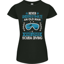 Scuba Diving Never Underestimate Old Man Funny Womens Petite Cut T-Shirt Black