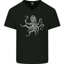 Scuba Diving Octopus Diver Cthulhu Kraken Mens V-Neck Cotton T-Shirt Black
