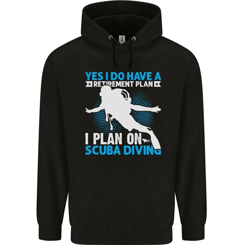 Scuba Diving Retirement Plan Funny Diver Mens 80% Cotton Hoodie Black