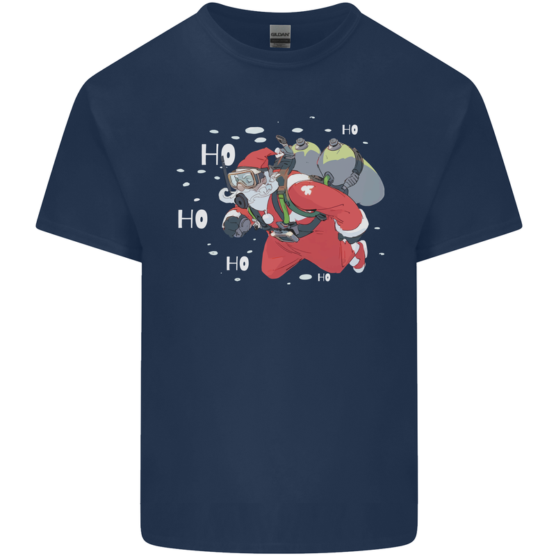 Scuba Diving Santa Funny Christmas Diver Kids T-Shirt Childrens Navy Blue