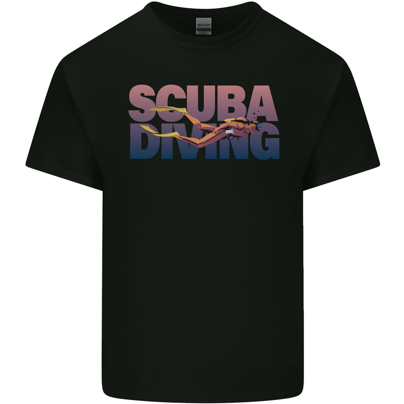 Scuba Diving Silhouette Diver Mens Cotton T-Shirt Tee Top Black