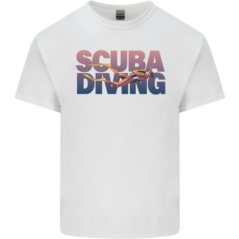 Scuba Diving Silhouette Diver Mens Cotton T-Shirt Tee Top White
