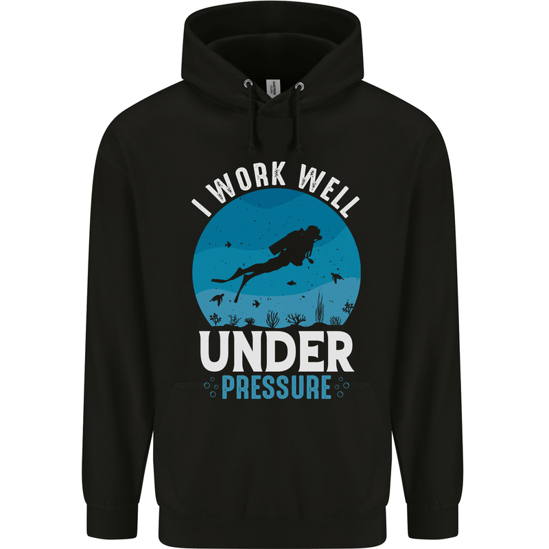 Scuba Diving Work Well Under Pressure Diver Funny Childrens Kids Hoodie Black