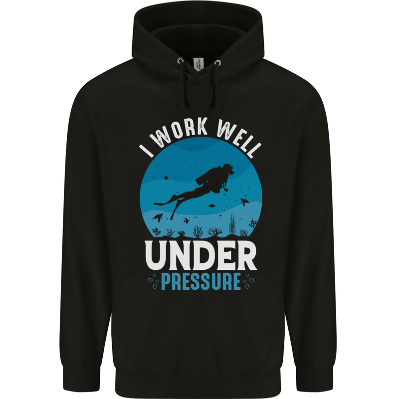 Scuba Diving Work Well Under Pressure Diver Funny Mens 80% Cotton Hoodie Black