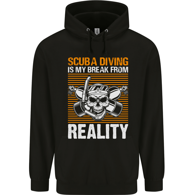 Scuba Diving is My Break From Reality Funny Diver Childrens Kids Hoodie Black