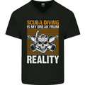 Scuba Diving is My Break From Reality Funny Diver Mens V-Neck Cotton T-Shirt Black