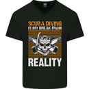 Scuba Diving is My Break From Reality Funny Diver Mens V-Neck Cotton T-Shirt Black